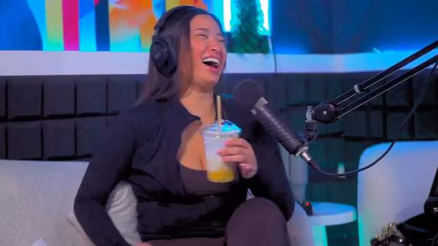 Guest laughing on the Vandahood Live stream